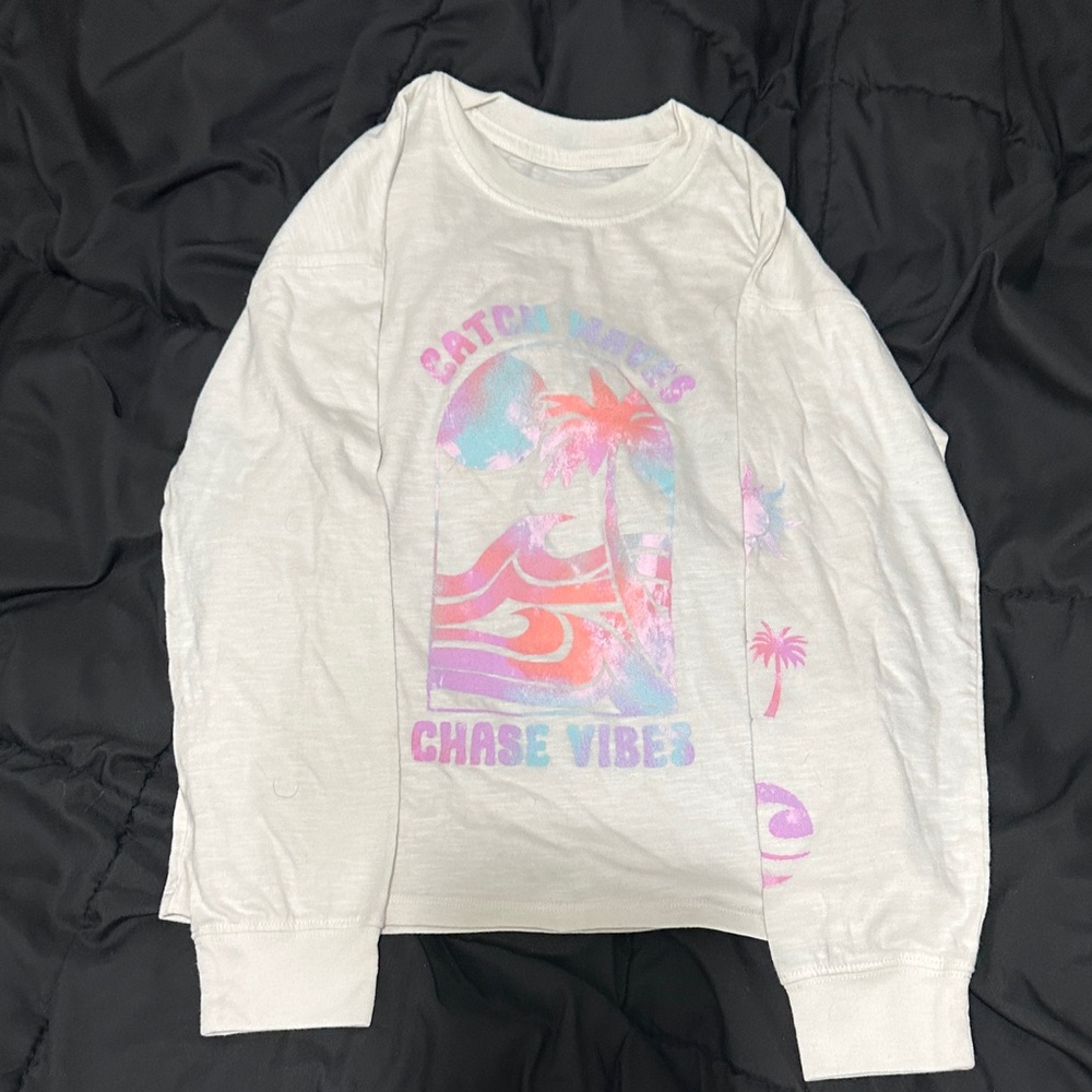 SO Kids White and Pink Graphic Long Sleeve Tee
